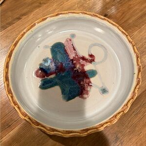 Handcrafted Ceramic Pie/baking dish with Abstract Design